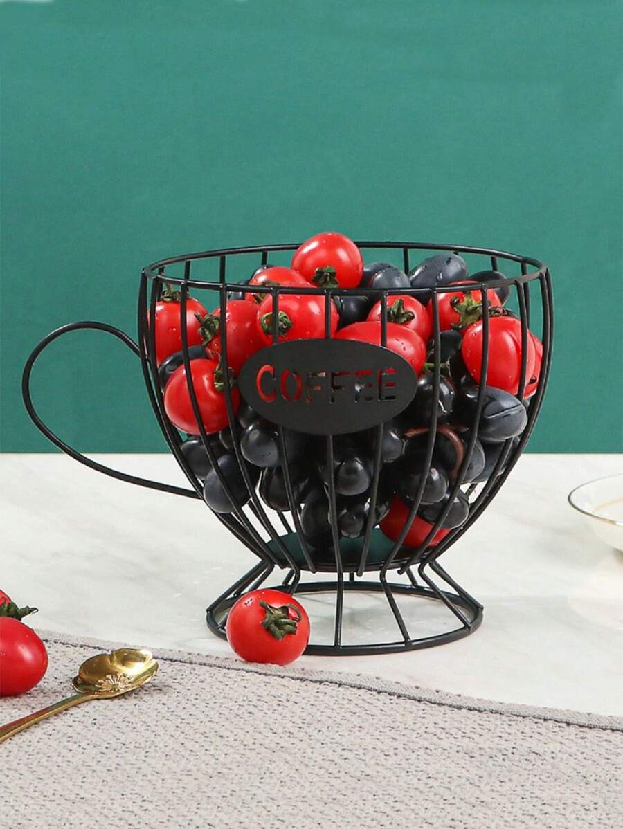 1個咖啡豆架大容量k杯咖啡豆架廚房水果收納櫃檯咖啡吧金屬咖啡膠囊收納籃 - 茶杯水果籃 - 查看 1