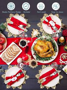 8pcs/set (4pcs Gold Hollow Out Snowflake Pvc Placemats And 4pcs Coasters) With Water Resistant, Easy To Clean, Wipeable, Slip Resistant, Heat Resistant Qualities For Dining Table, Holiday Wedding Party Festival Decor
