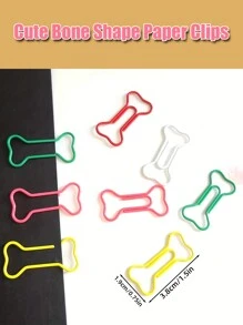 30 Pcs Cute Bones Shape Clips 6 Colors-Mixed, Metal Paper Clips Cute Pets Shape Clips Music Office Accessories For Desk Bookmark Office School Notebook - Baby Pink - View 2