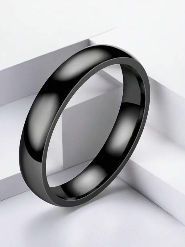 1 pieza Anillo de acero de titanio de moda, anillo de nudillo de círculo sólido curvo elegante y fresco para hombres, regalo para el Día de San Valentín, fiesta, parejas, accesorio, joyería minimalista, estilo callejero/rock/hip-hop