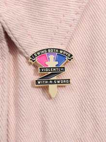 1pc Cartoon Creative Two-way Swing Red Blue Purple Harp Brooch With Interesting English Lettering, Suitable For Daily Wear By Men And Women - Multicolor - View 2