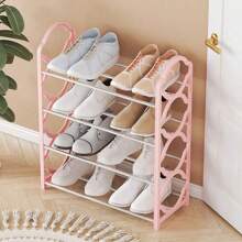 1 Pieza Estante De Zapatos Simple De Cuatro Capas, Nuevo Diseño De Fácil Montaje Con Cordones, Extraíble, Para Organizador De Zapatos En La Puerta En El Dormitorio De Estudiantes - Negro - Ver 4