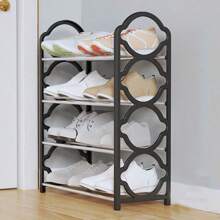 1 Pieza Estante De Zapatos Simple De Cuatro Capas, Nuevo Diseño De Fácil Montaje Con Cordones, Extraíble, Para Organizador De Zapatos En La Puerta En El Dormitorio De Estudiantes - Negro - Ver 1