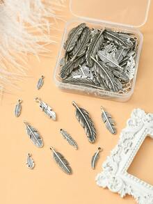 約100入/件鋅合金復古羽毛形狀diy珠寶吊墜,適用於製作耳環、手鍊和項鍊