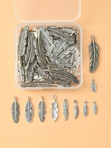 約100入/件鋅合金復古羽毛形狀diy珠寶吊墜,適用於製作耳環、手鍊和項鍊