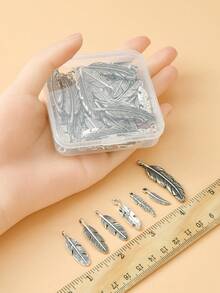 約100入/件鋅合金復古羽毛形狀diy珠寶吊墜,適用於製作耳環、手鍊和項鍊