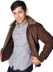 Chamarra Abrigo Cazadora Piloto Aviador Elegante Para Hombre Caballero - Marrón Mocha - Ver 2