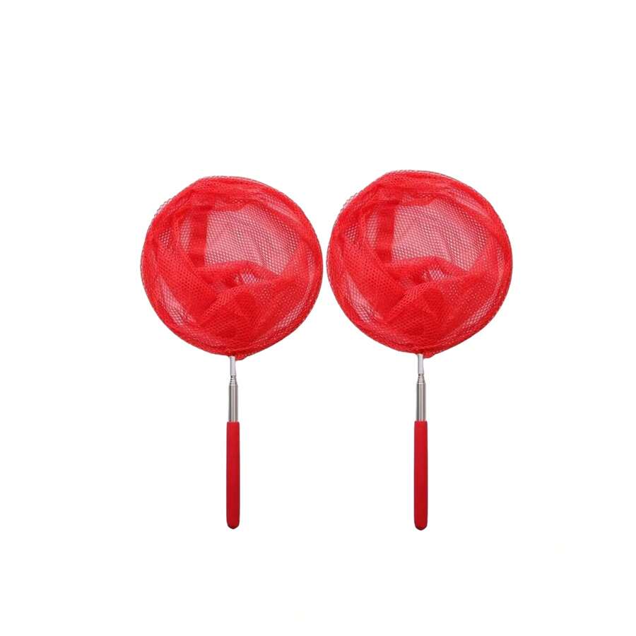 Redes de pesca telescópicas para mariposas, red para atrapar insectos, pesca al aire libre y red para atrapar camarones, 2 piezas - Rojo - Ver 1