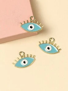 10入組金色合金藍眼睛吊墜圓形吊墜,手工項鍊手鐲diy工藝珠寶製作配件 - 白色 - 查看 7