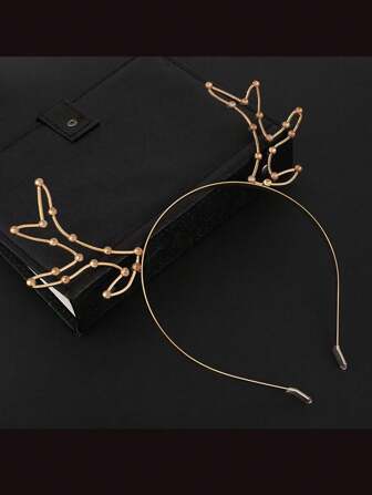 1pc Fashionable Full Rhinestone Antler Headband, Christmas Gift For Women Reindeer ,Hair Hoop Hairband For Women Hair Accessories