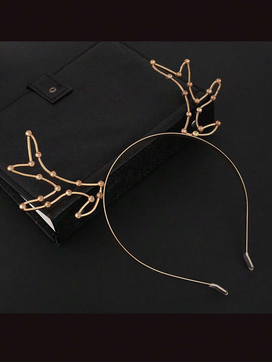 1pc Fashionable Full Rhinestone Antler Headband, Christmas Gift For Women Reindeer ,Hair Hoop Hairband For Women Hair Accessories