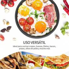 Crepera Eléctrica  Antiadherente 30cm 1000w con espatula de madera+esparcidor de mezcla - Negro - Ver 6