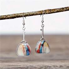 1 對復古風格創意多色袋形吊墜耳環,送給女士的精緻配件禮物 - 銀色 - 查看 1