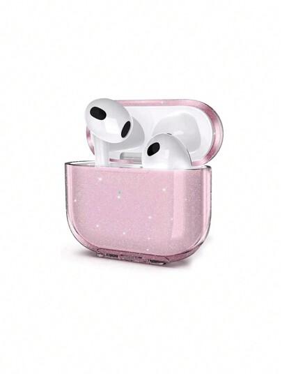 Pink, kompatibel mit Apple Einfarbig Color Airpods1/2, Airpods Pro, Airpods 3, Airpods Pro (2. Generation) Serie, minimalistische lose Puder-TPU-Softshell-Kopfhörer-Schutzhülle