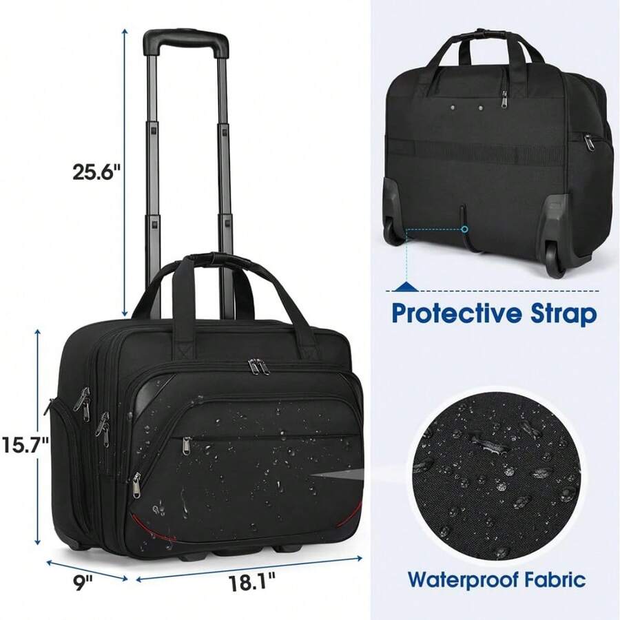 Rolling Laptop Bag Women Men Rolling Briefcase for Women with Wheels 17