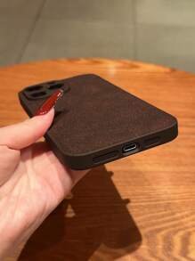 Solid Color Cement Pattern Phone Case Compatible With Iphone - Coffee Brown - View 2
