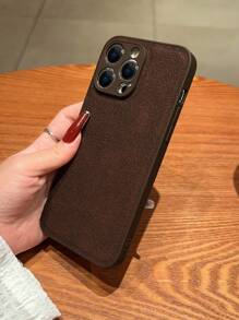 Solid Color Cement Pattern Phone Case Compatible With Iphone - Coffee Brown - View 3
