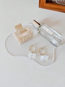 1pc Acrylic Jewelry Display Tray, Clear Asymmetric Minimalist Earring & Ring Organizer Tray For Desktop - Multicolor - View 3