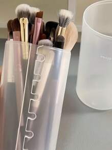 1pc Clear And Simple Scalable Storage Bucket For Makeup Brushes And Pens, Portable And Suitable For Travel - Clear - View 4