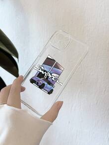 1pc Car Printed Transparent Phone Case With Precise Holes Compatible With IPhone