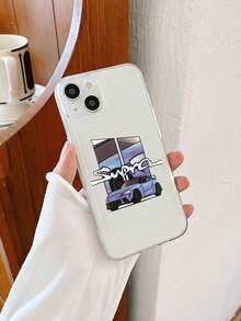 1pc Car Printed Transparent Phone Case With Precise Holes Compatible With IPhone