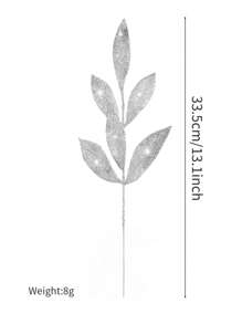 1 件/3 件/6 件/12 件人造闪光植物带叶，可爱人造花圣诞树装饰饰品，适用于客厅和卧室花瓶插花、婚礼、派对、家居装饰、书桌装饰。万圣节装饰、感恩节圣诞节用品、家居装饰、餐桌装饰、圣诞装饰 - 銀色 - 查看 2