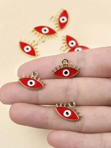 10入組金色合金藍眼睛吊墜圓形吊墜,手工項鍊手鐲diy工藝珠寶製作配件 - 白色 - 查看 4