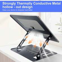 Soporte De Aluminio Para Laptop De Escritorio, Ajustable En Altura Y Ángulo, Elevador Ergonómico Para Laptop Con Base Estable, Apto Para Laptops De 10"-16", Completamente Plegable Y Portátil Para Un Fácil Almacenamiento - Gris - Ver 3