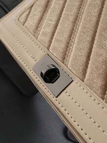 Fashionable Velvet Small Square Bag With Lock Buckle, Versatile Style
