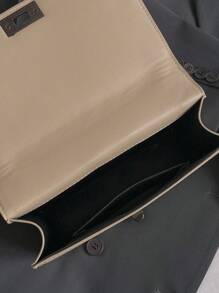 Fashionable Velvet Small Square Bag With Lock Buckle, Versatile Style