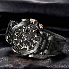 Fox Box Boy Watch Sports Watch, Fashion Dual Display Nightlight Alarm ClockWaterproof Electronic Watch - Black - View 4