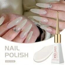 XEIJAYI 1瓶持久米色凝胶指甲油，UV/LED可卸凝胶指甲油，适用于美甲DIY沙龙居家美甲，节日礼物，女士美甲 - 米色 - 查看 5