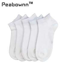 Peabownn 5對女士低口徑薄型輕盈柔軟運動襪,黑色