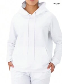 Premium algodon frisado termico Sudadera capucha con cordon peso completo - Blanco - Ver 1