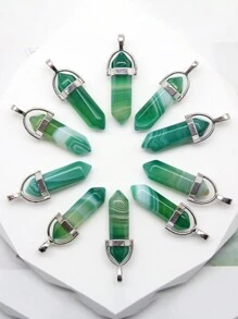 10PCS Natural Stone Agates Quartz Crystal Pendants For Necklace Charm Fluorite Hexagonal Pendant DIY Jewelry Making Accessories - Multicolor - View 31