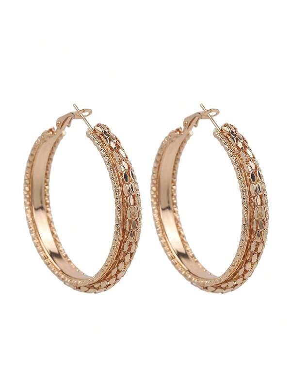 1 paire de boucles d'oreilles à anneaux métalliques de style punk à la mode, convenant pour le port quotidien des femmes