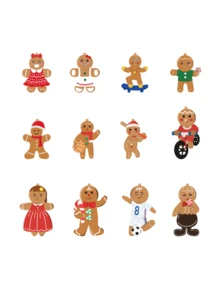 12pcs Christmas Gingerbread Man Hanging Decorations, Ornament