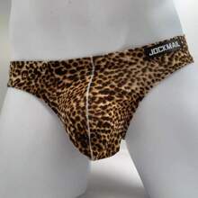 Quần lót nam JOCKMAIL họa tiết da báo, thoáng khí, mềm mại, thoải mái, cạp thấp, 1 chiếc, nhanh khô, thấm hút mồ hôi. - Màu Mù tạt vàng - Xem 3