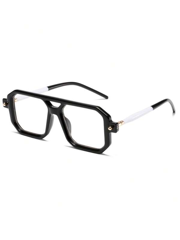 1pc Men's Thick Frame Personality Square Frame Decorative Fashionable Plano Glasses, Suitable For Daily Wear Clear Glasses Accessories