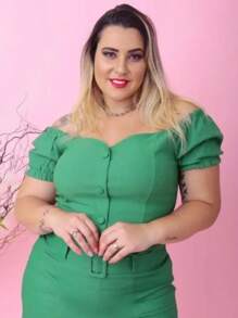 Plus Size Blouses - Green - View 1