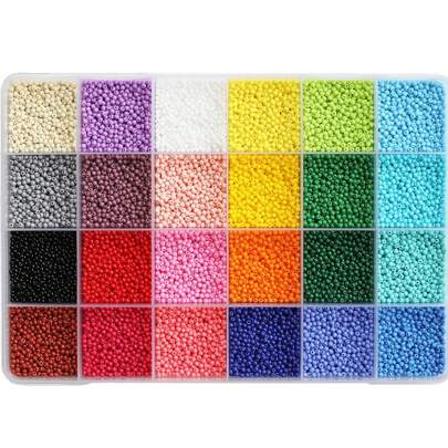 1 Box 2mm Glass Seed Beads for Jewelry Making Kit, 24 Colors Small Seed Beads for Bracelets Necklace Ring Making, DIY, Art and Craft