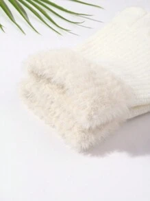1 đôi Của phụ nữ Hai tông màu Sang trọng Dệt kim Găng tay , Đúng mốt Và Ấm áp Đối với Sử dụng hàng ngày - trắng - Xem 4