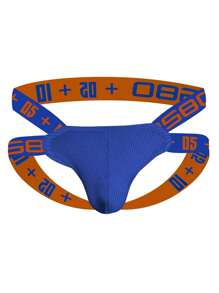 0850 男士性感藍色丁字褲內褲,修身提臀雙層口袋低腰舒適透氣,適用於運動