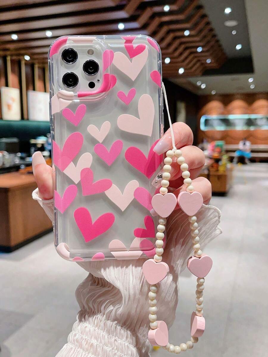 1入組附氣囊和掛繩的愛心裝飾反摔手機殼,適用於iphone 15 Pro Max - 彩色 - 查看 1