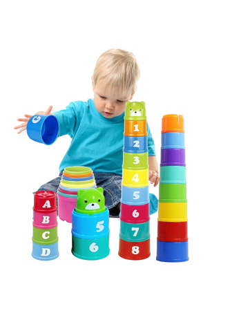 儿童益智分类识别大颗粒积木堆叠杯玩具（颜色随机）学校、学生、文具、学校用品