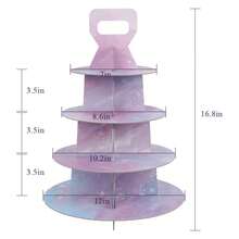 4 Tier Cupcake Stand, Reusable Cardboard Cupcake Display Tower, Tiered Cupcakes Dessert Stand Set for Afternoon Tea Party Birthday Wedding Baby Shower - Multicolor - View 8