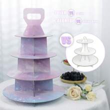 4 Tier Cupcake Stand, Reusable Cardboard Cupcake Display Tower, Tiered Cupcakes Dessert Stand Set for Afternoon Tea Party Birthday Wedding Baby Shower - Multicolor - View 7