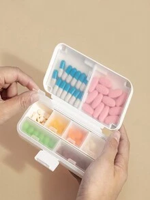 1pc Cute Dual Layer Bear-shaped Portable Pill Storage Box Dispenser, Convenient Plastic Organizer For Capsule/tablet - white large - View 3