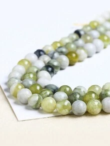 1 件天然綠色翡翠石串珠圓珠 -- 非常適合珠寶製作、diy 項鍊、手鍊、耳環等! - 綠色 - 查看 3