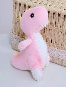 1pc Pink Dinosaur Plush Toy Keychain, Cute Car Keyring, Cartoon Doll For Backpack Decoration, Key Holder For Children, Small Gift - Pink - View 3